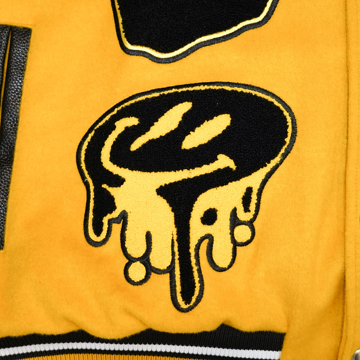 T.C.R RAVER GANG VARSITY LEATHER JACKET - YELLOW