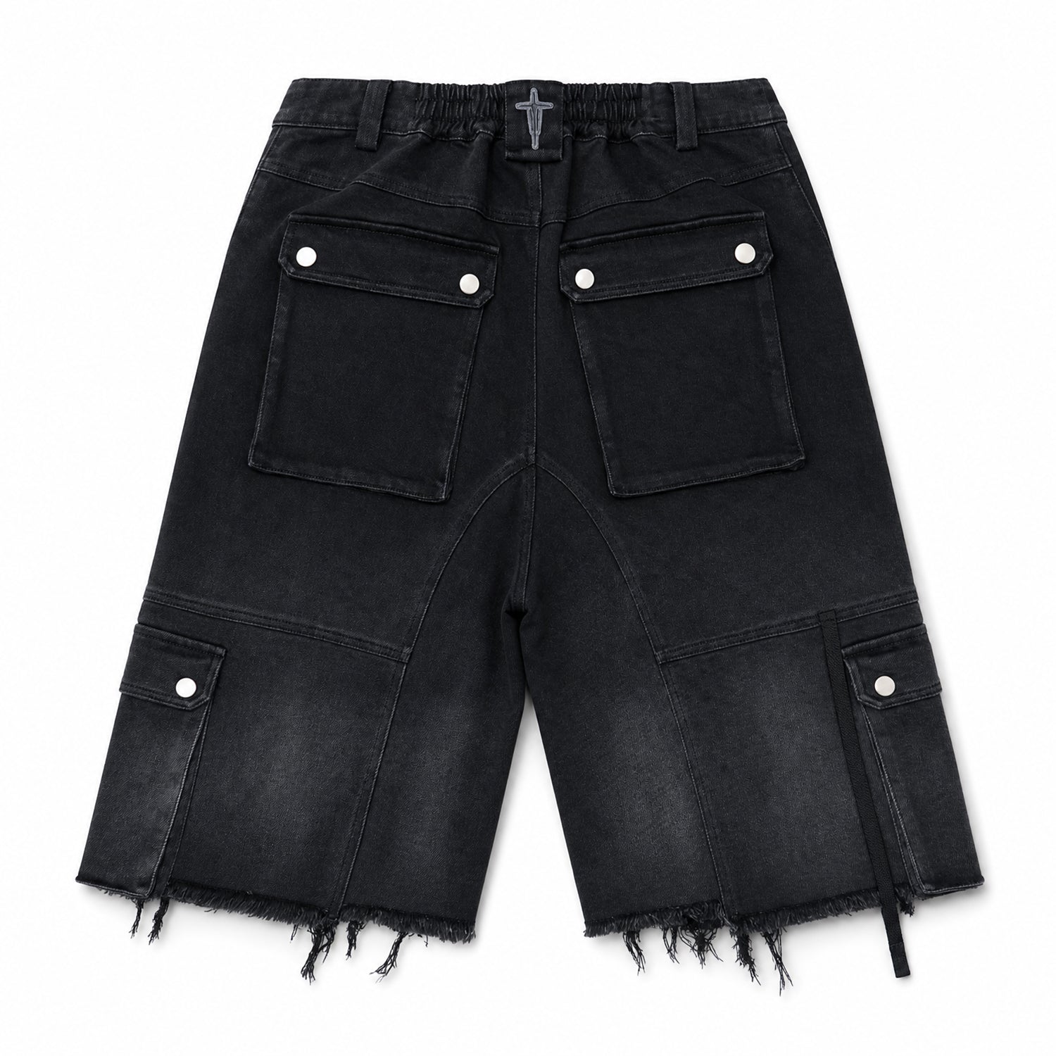 T.C.R INDUSTRIAL FADE CARGO LONG SHORTS - BLACK