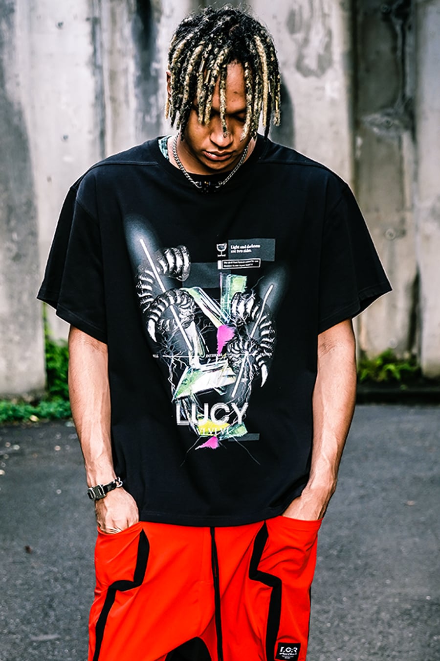 T.C.R & ID & RYHKI COLLAB OVERSIZED S/S TEE - BLACK
