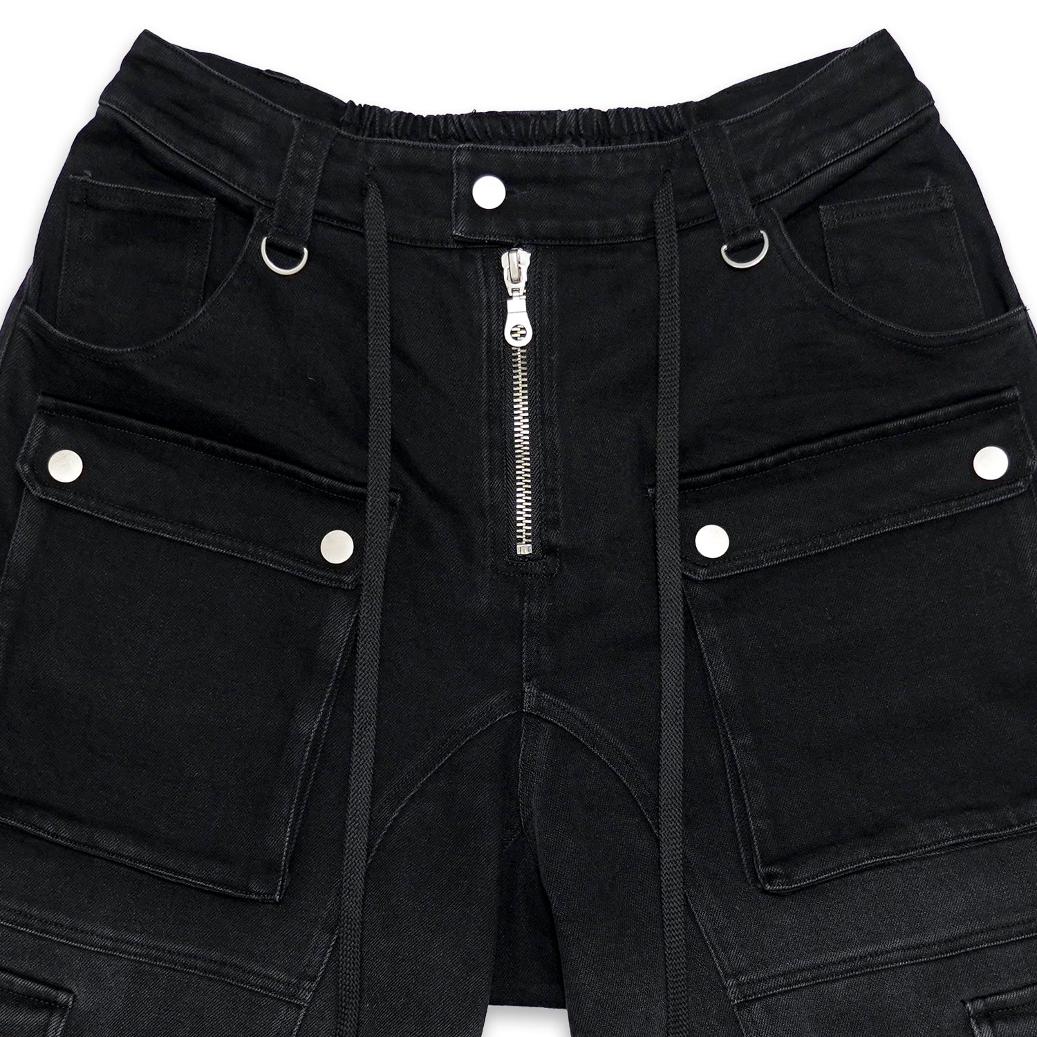T.C.R INDUSTRIAL FADE CARGO LONG SHORTS - BLACK