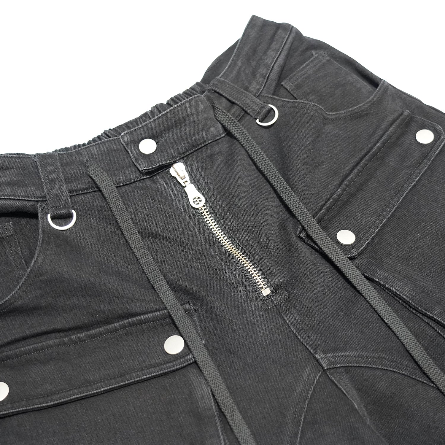T.C.R INDUSTRIAL FADE CARGO LONG SHORTS - BLACK