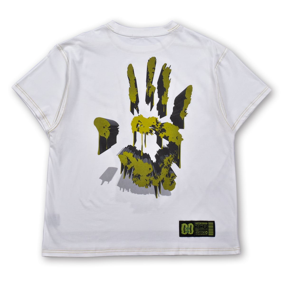 LIQUID OVERSIZED S/S TEE - WHITE/YELLOW
