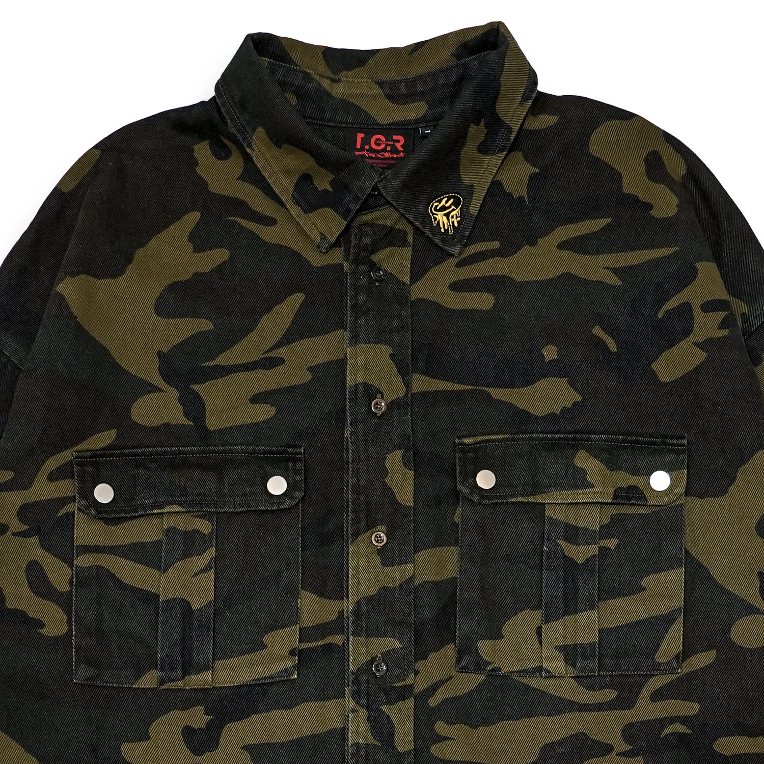 T.C.R DISTRESSED CAMO SHIRTS JACKET - CAMO