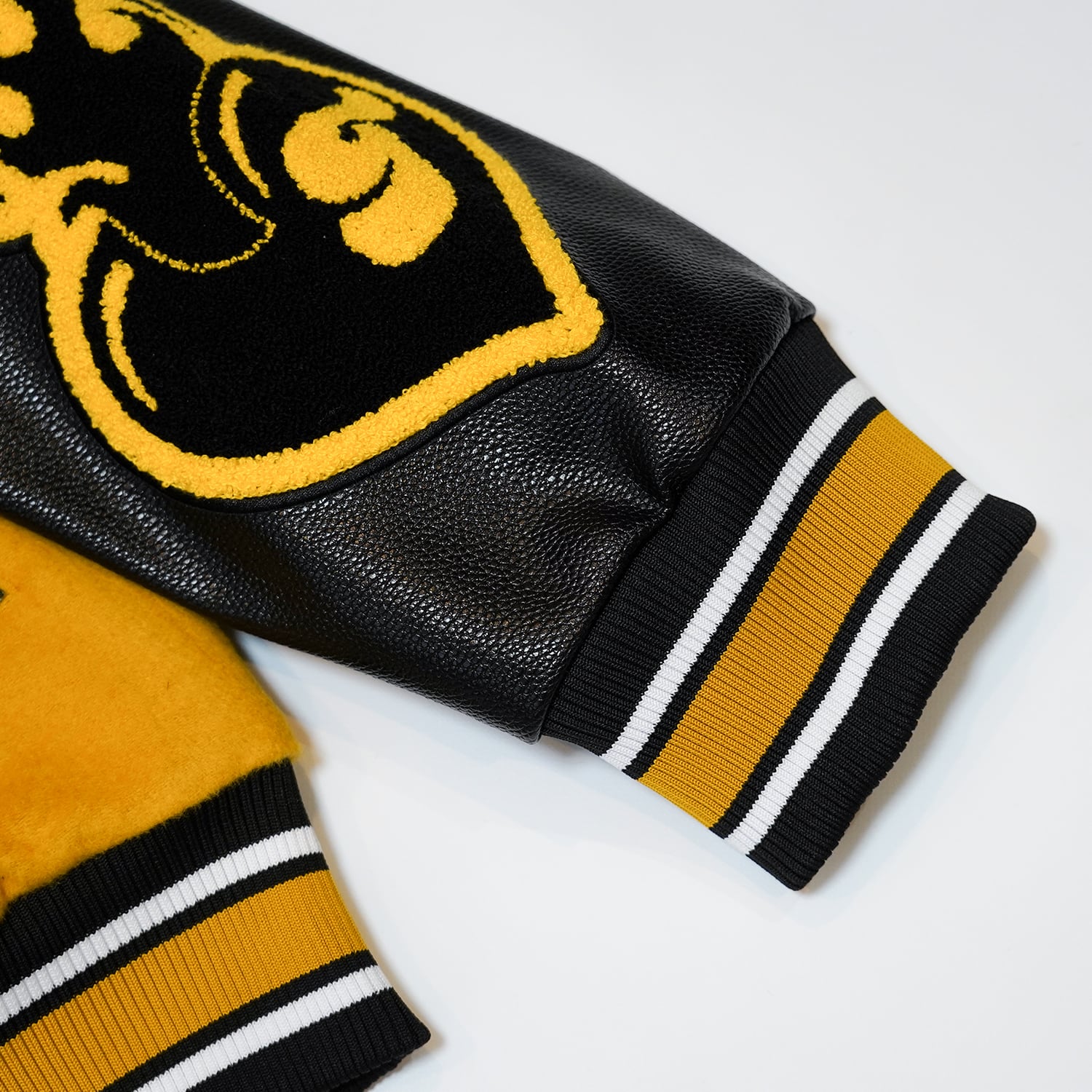 T.C.R RAVER GANG VARSITY LEATHER JACKET - YELLOW