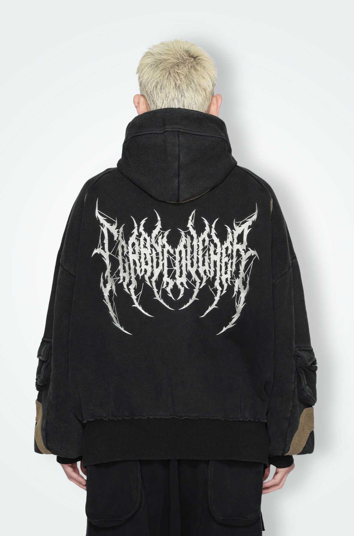 T.C.R ?DARK RIDER ZIP-UP HOODIE - BLACK
