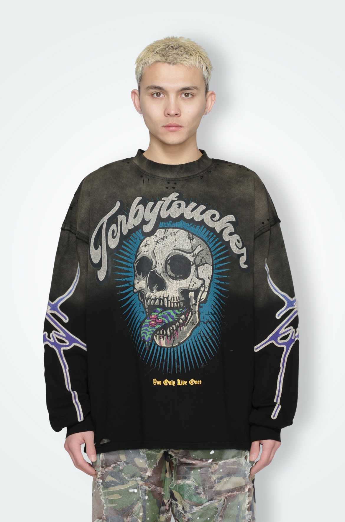 T.C.R Y.O.L.O. FADED L/S TEE - BLACK