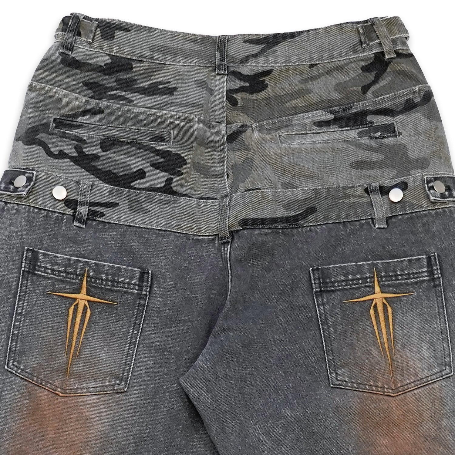 T.C.R WASHED DOUBLE WAIST BAGGY PANTS - GRAY