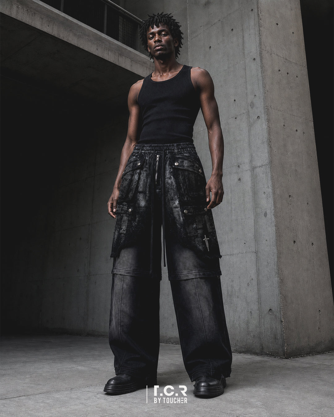 T.C.R SHADOW PHASE CONVERTIBLE BAGGY PANTS - BLACK