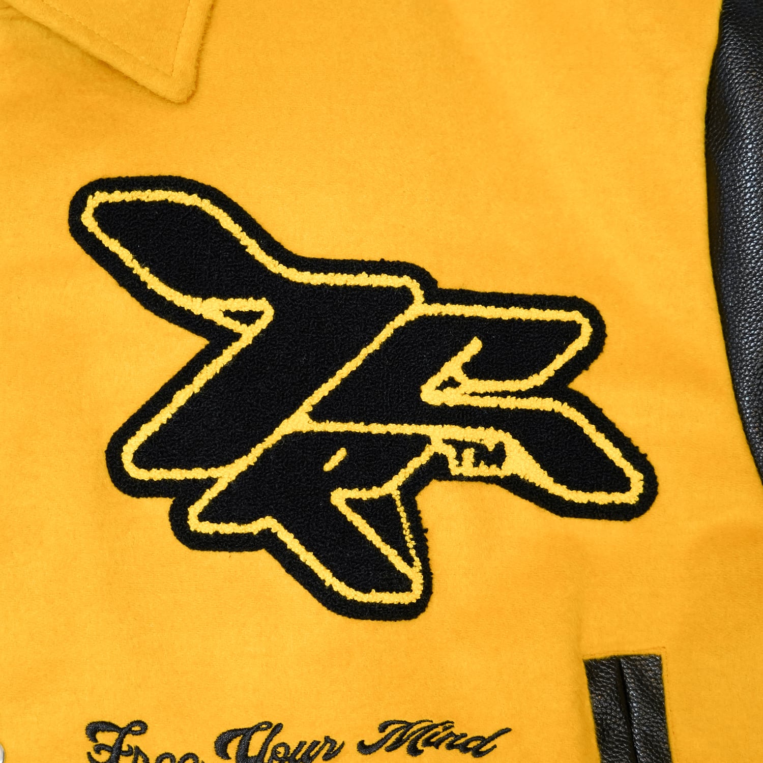 T.C.R RAVER GANG VARSITY LEATHER JACKET - YELLOW