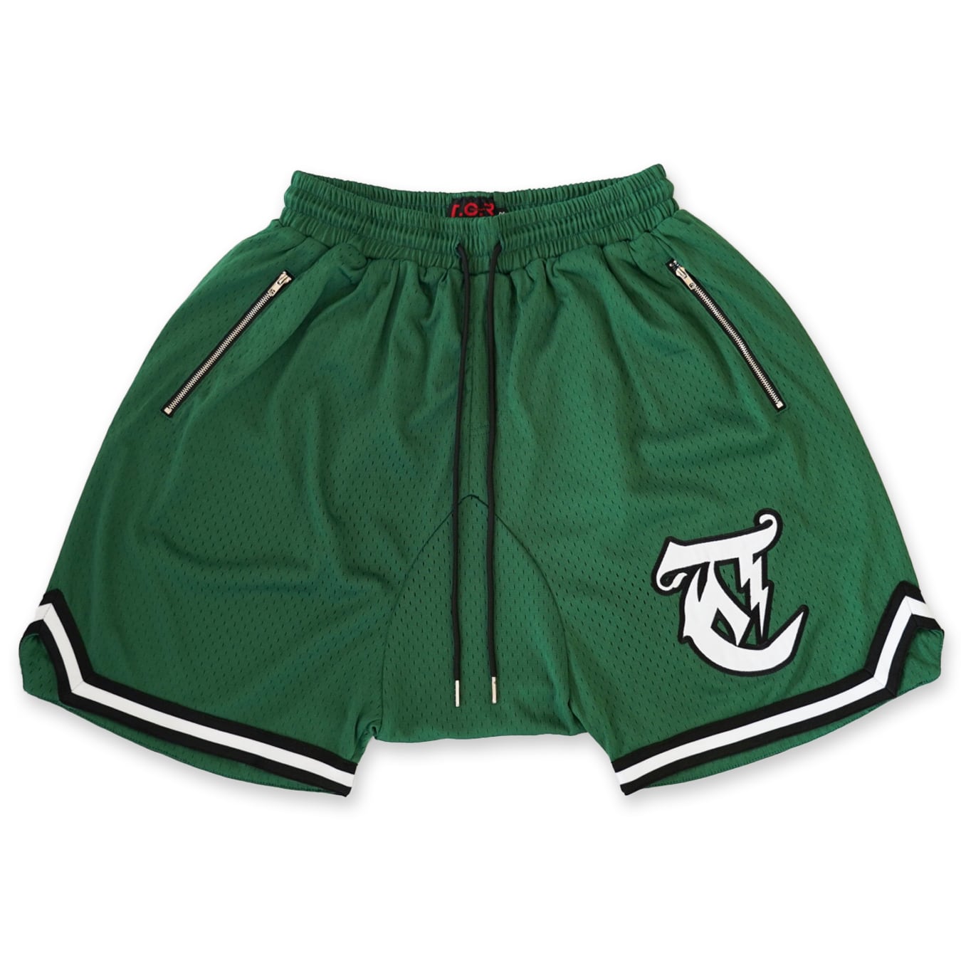 T.C.R LIGHTNING LOGO SARUEL BASKETBALL MESH SHORTS - GREEN
