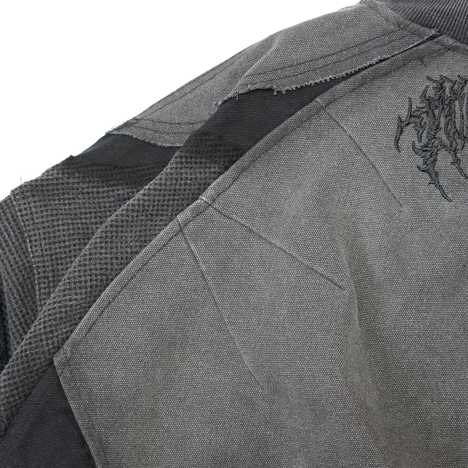 T.C.R DISTRESSED SPLICED BLOUSON - GRAY