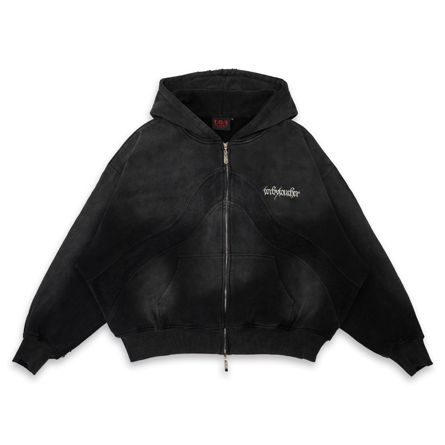 T.C.R DARK KNIGHT CROPPED ZIP HOODIE - BLACK