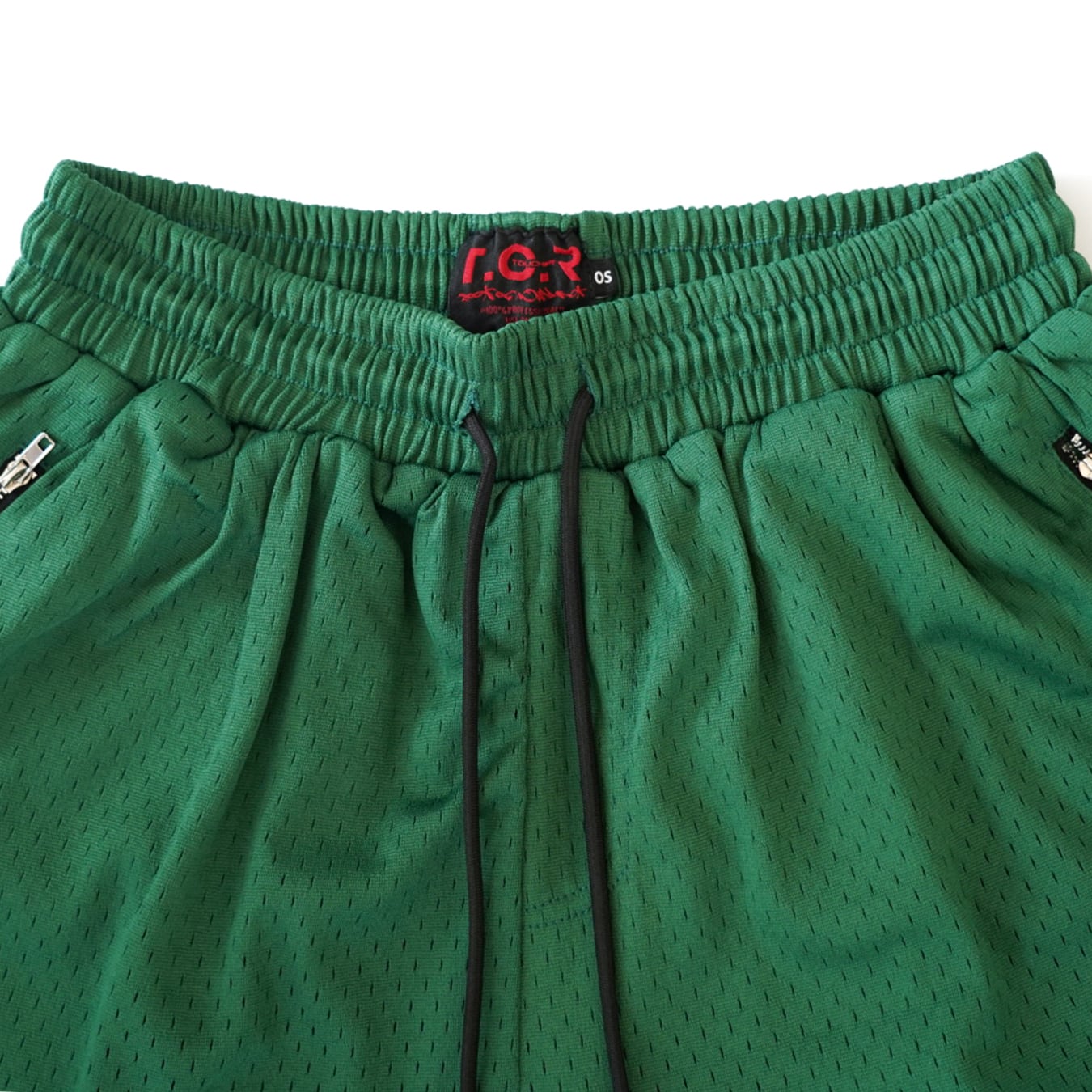 T.C.R LIGHTNING LOGO SARUEL BASKETBALL MESH SHORTS - GREEN