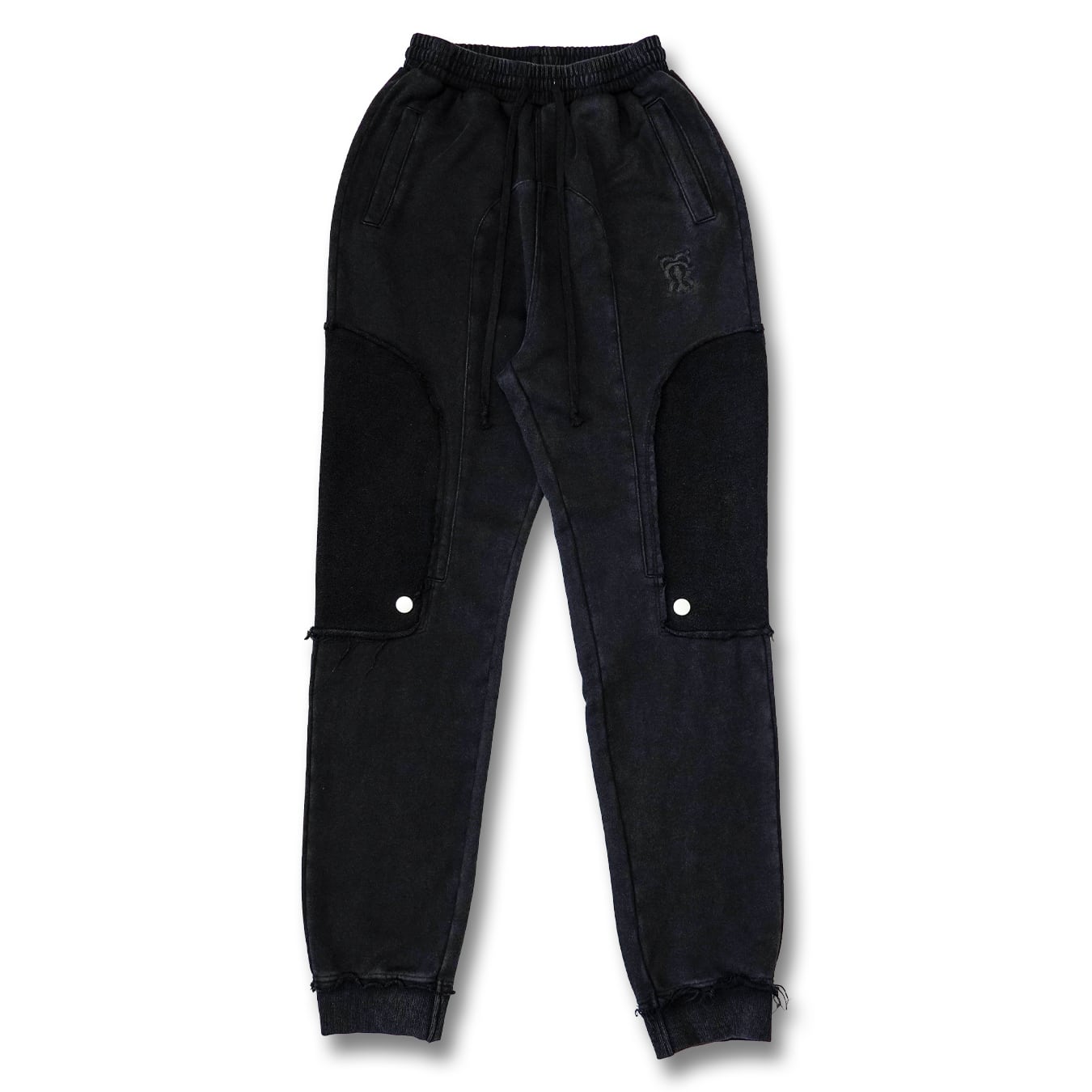 T.C.R DISTRESSED WASHED BAGGY SWEAT PANTS - BLACK