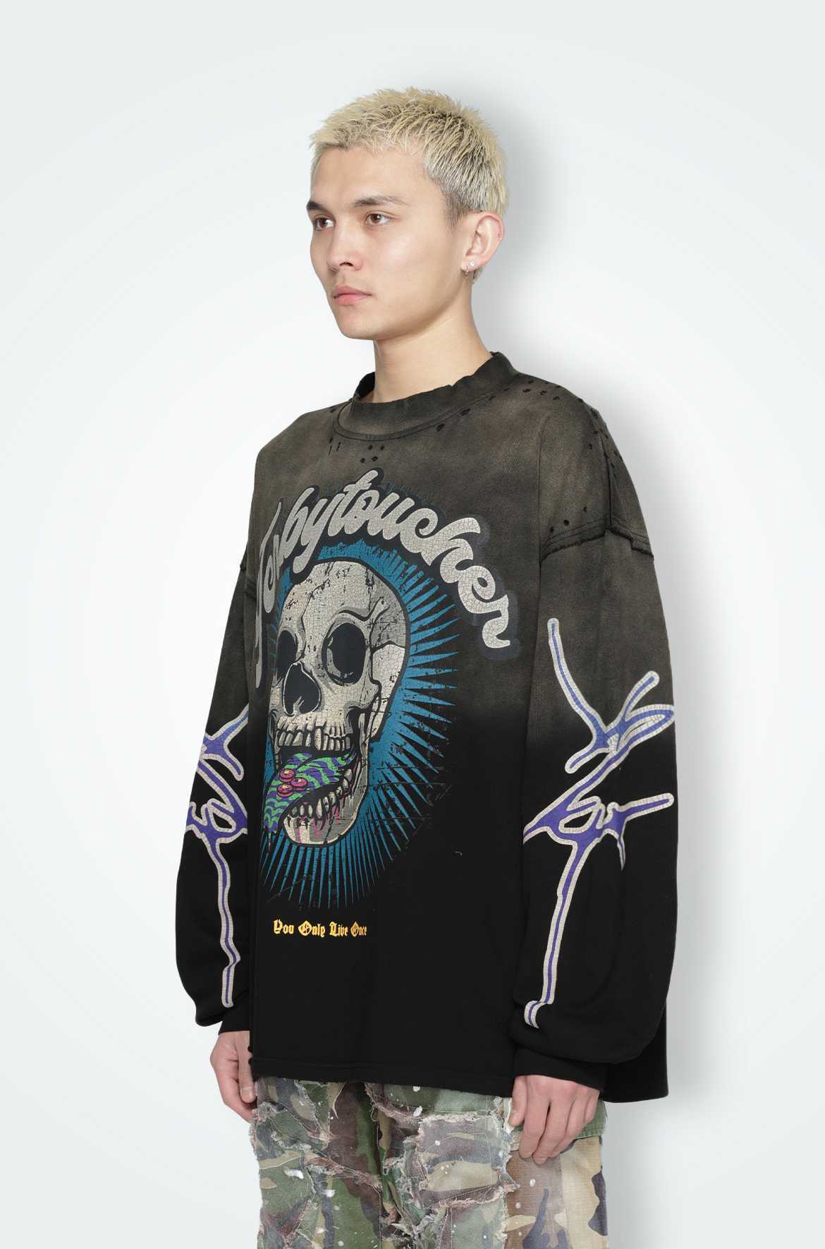 T.C.R Y.O.L.O. FADED L/S TEE - BLACK