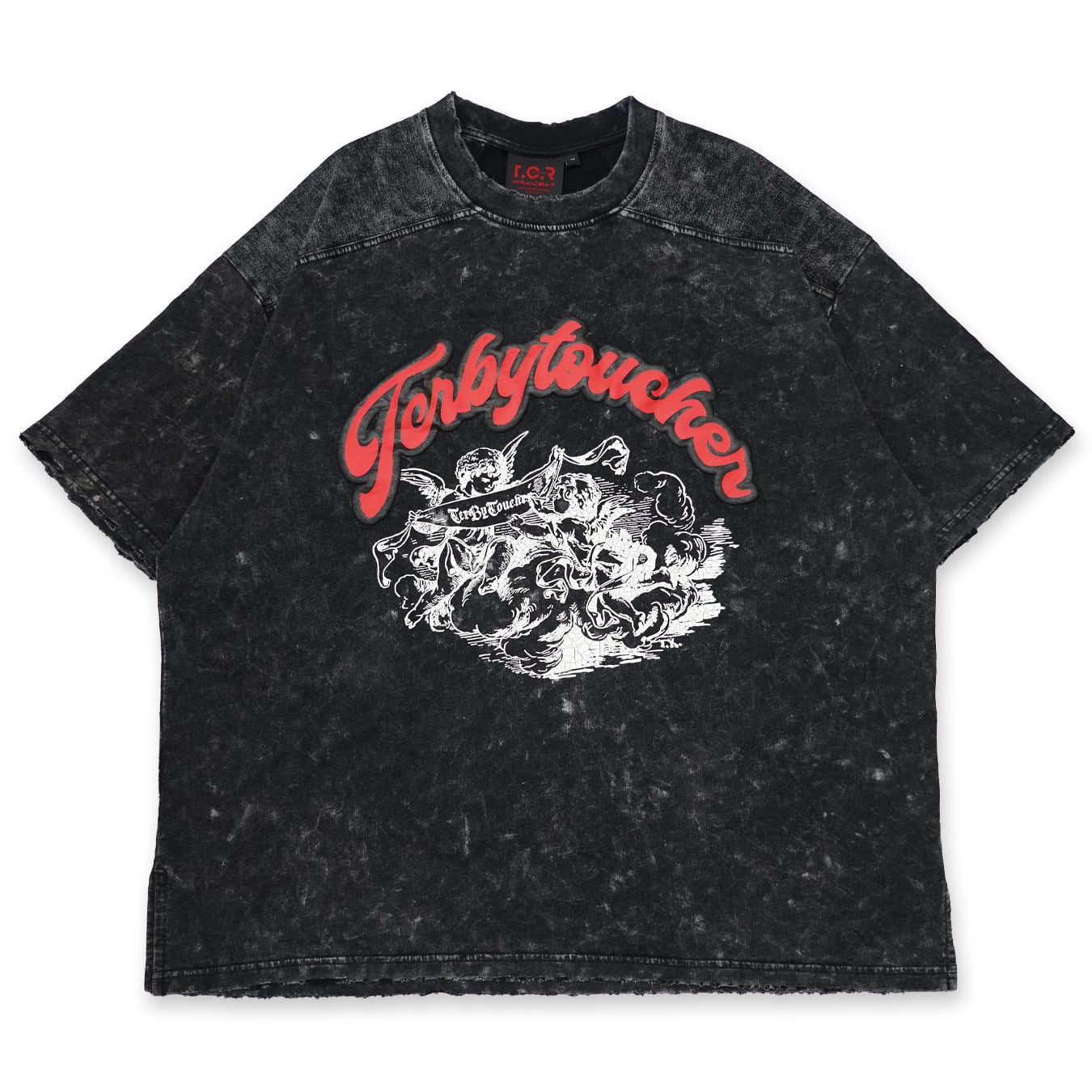 T.C.R ANGELS WASHED S/S PANEL TEE - BLACK