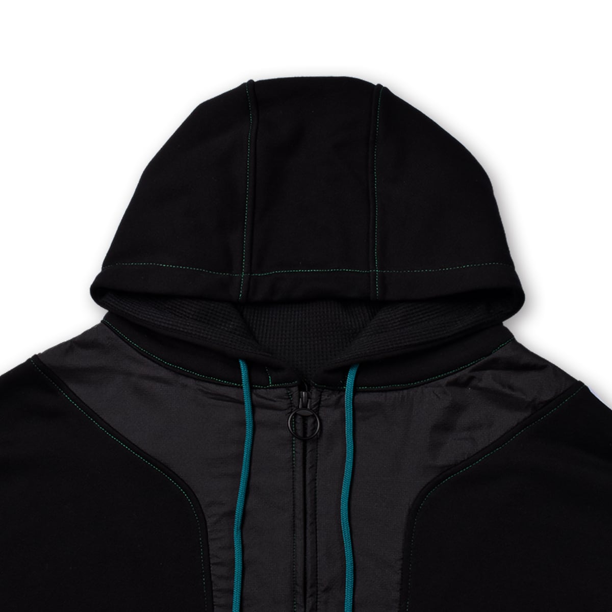 TCR ESSENTIAL TECH HOODIE - BLACK/BLUE GREEN