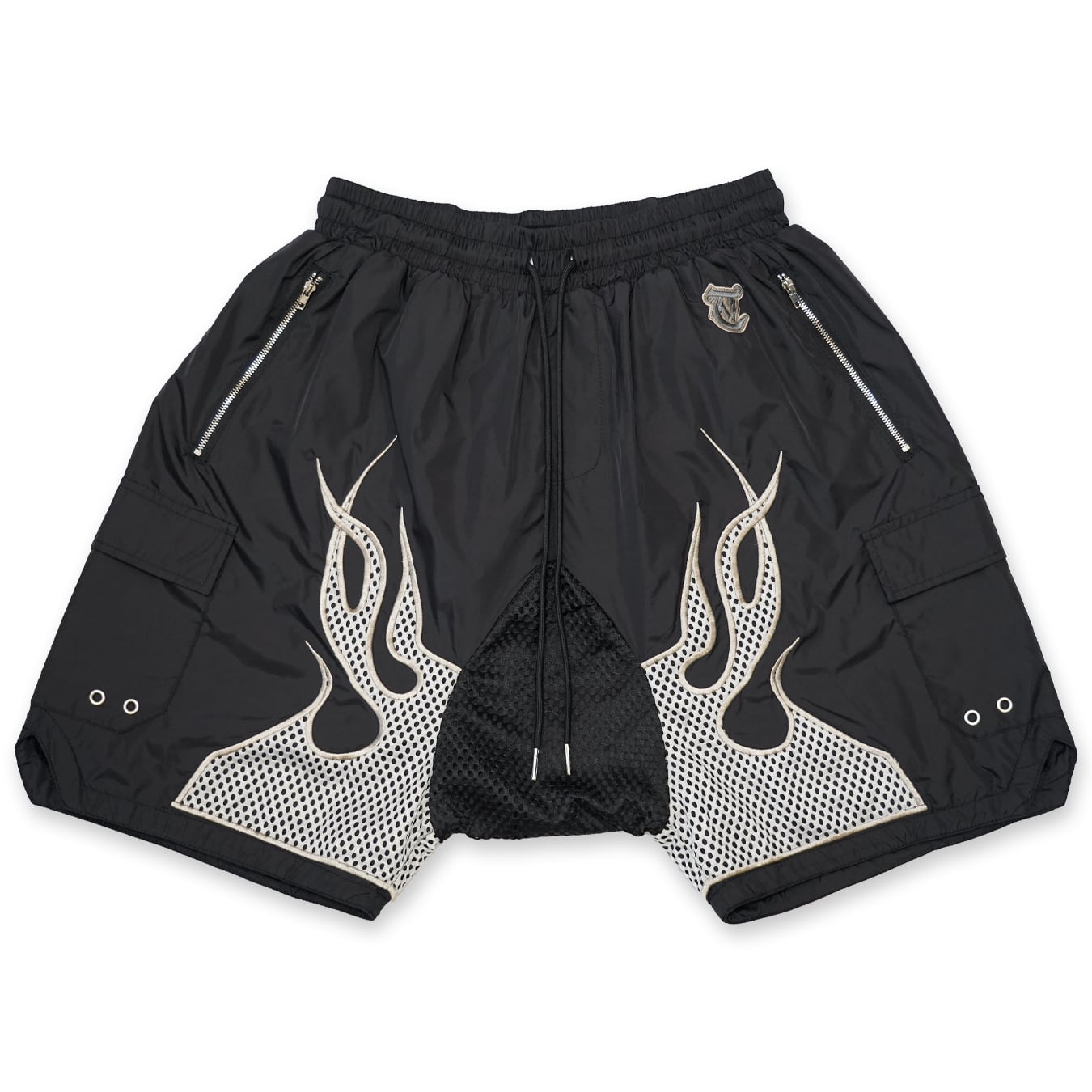 T.C.R FLAME SARUEL NYLON SHORTS - BLACK / GRAY