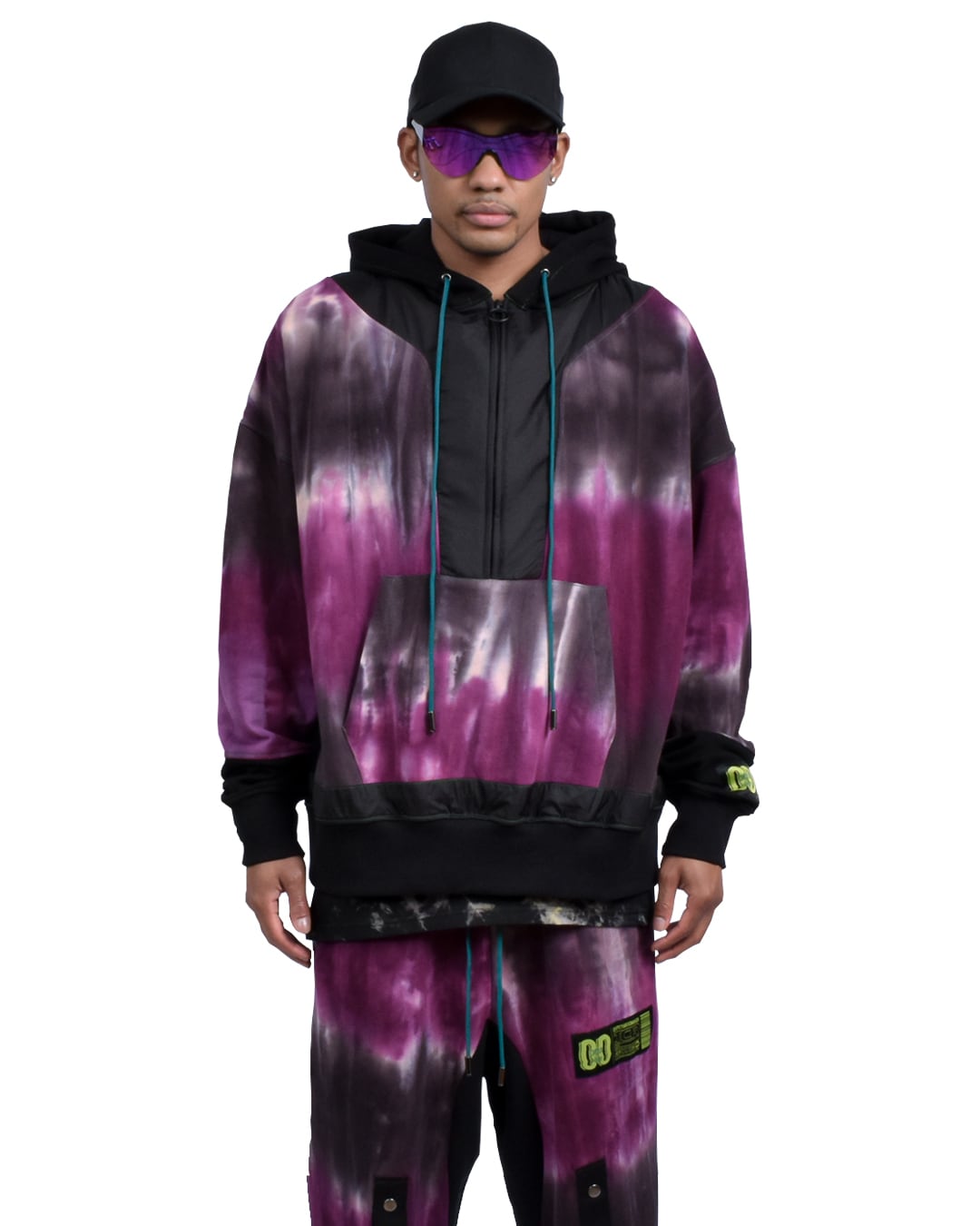 TCR ESSENTIAL TECH TIE DYE HOODIE - PURPLE/BLACK