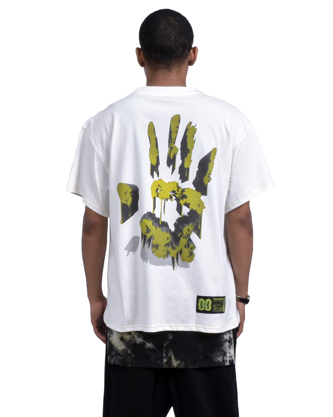 LIQUID OVERSIZED S/S TEE - WHITE/YELLOW