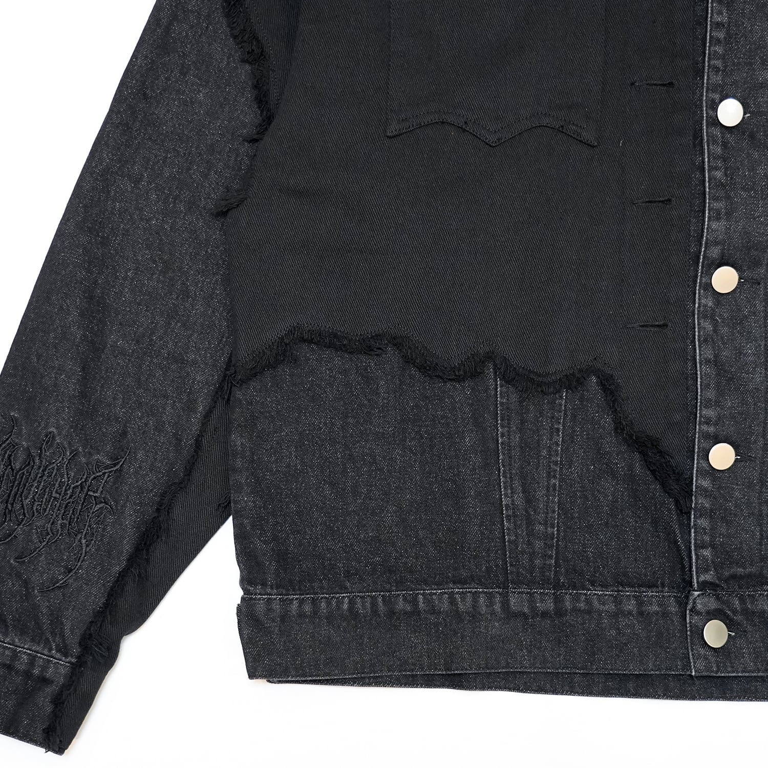 T.C.R NUOVA VISIONE CONTRAST DISTRESSED JACKET - BLACK