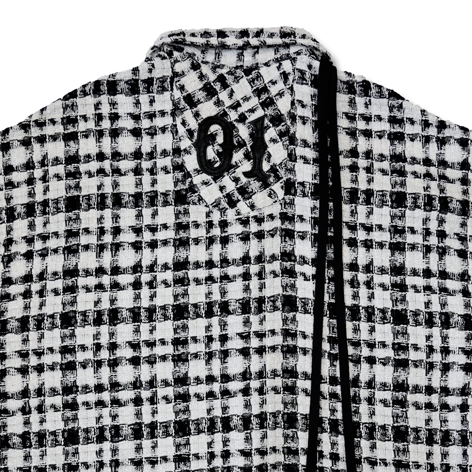 T.C.R MONOGRAM LOGO TWEED SHIRTS JACKET - BLACK / WHITE