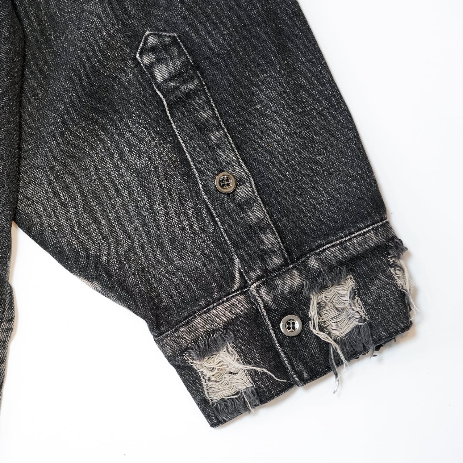 T.C.R DESTROYED OVERSIZED DENIM SHIRT - BLACK