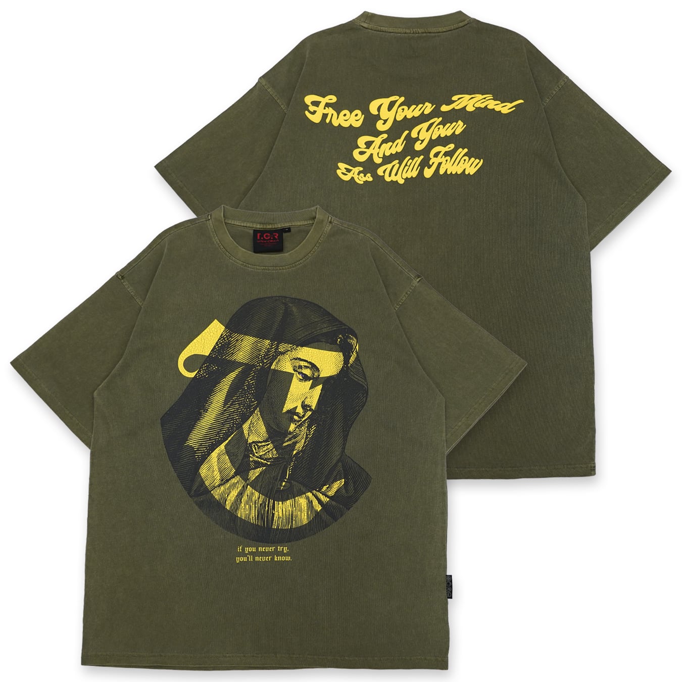 T.C.R LIGHTNING MARIA WASHED S/S TEE - GRAY GREEN