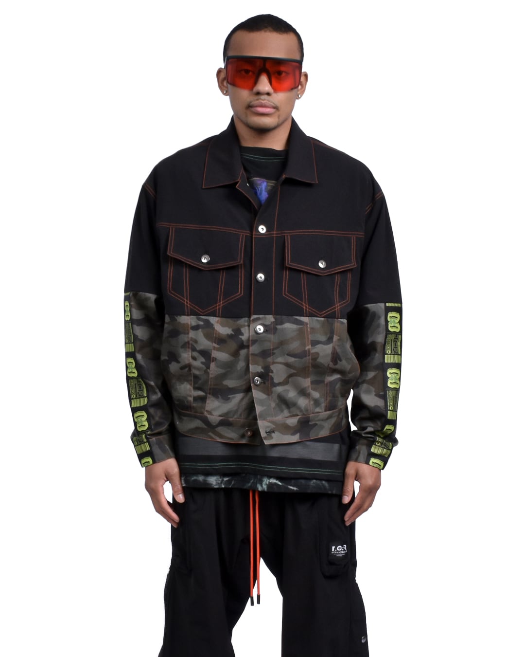 T.C.R EQUIPMENT TRUCKER JACKET V2 - BLACK/CAMO
