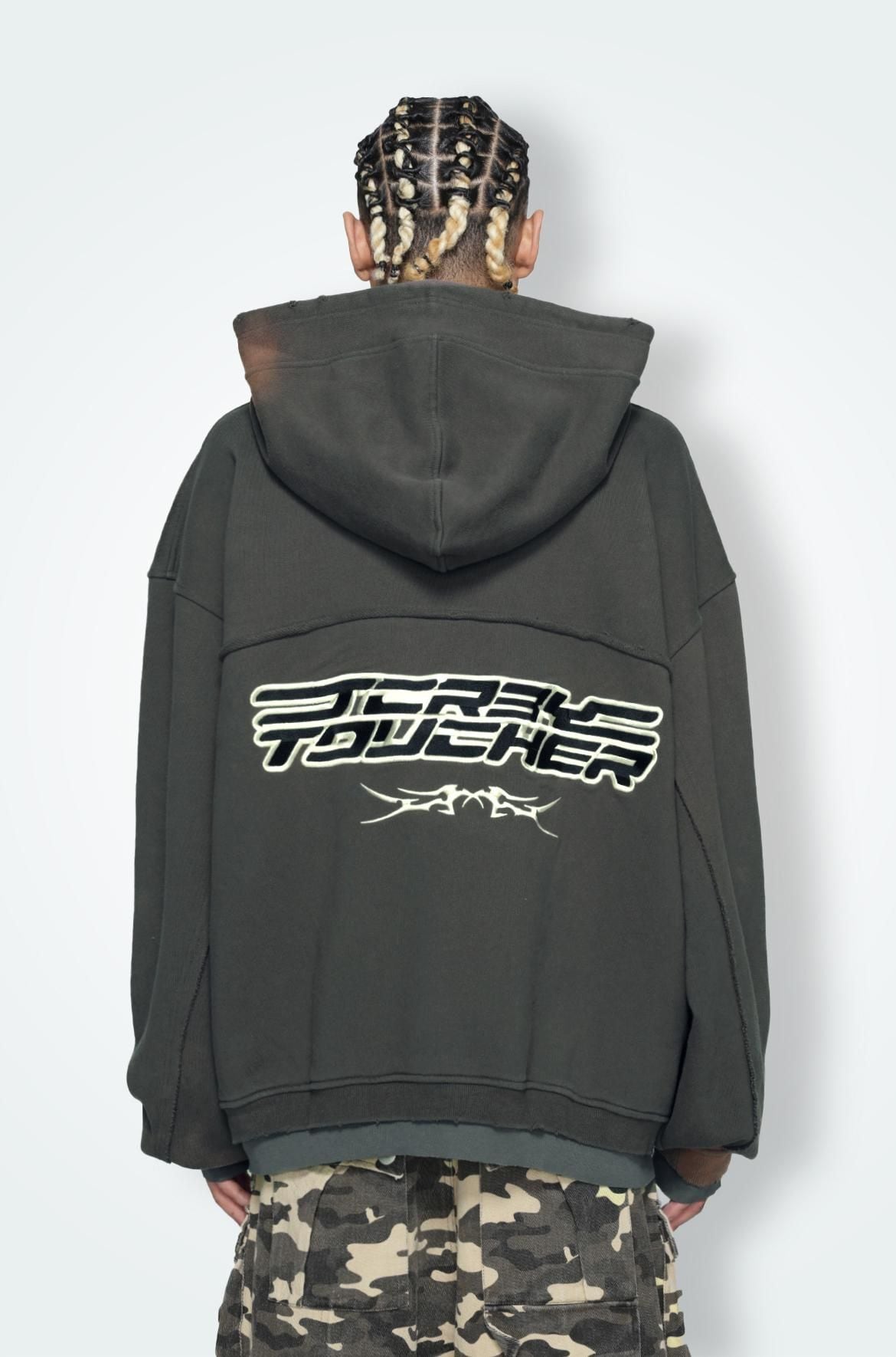 T.C.R THRONES ACID HOODIE - GRAY