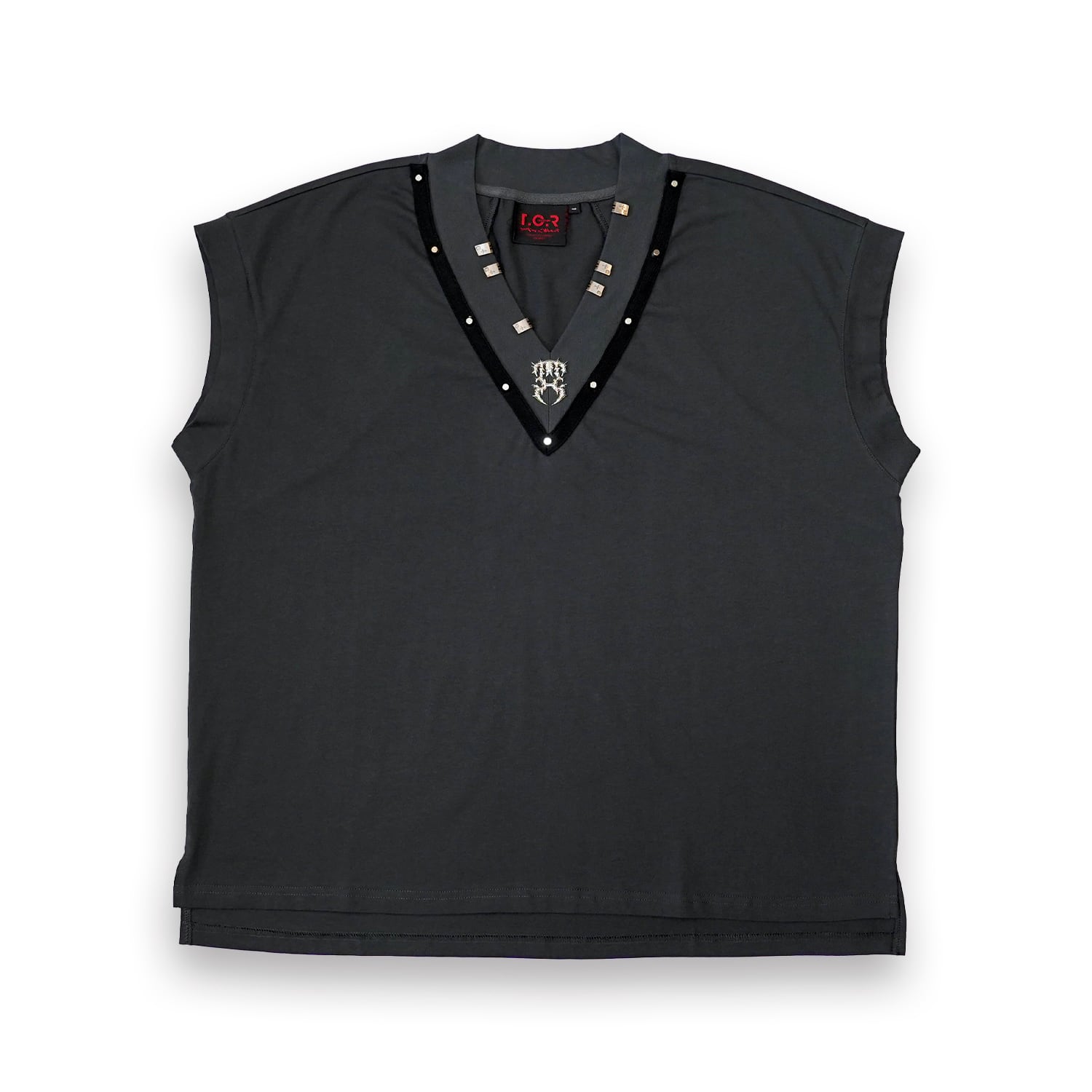 T.C.R STUDS V-NECK N/S TEE - GRAY