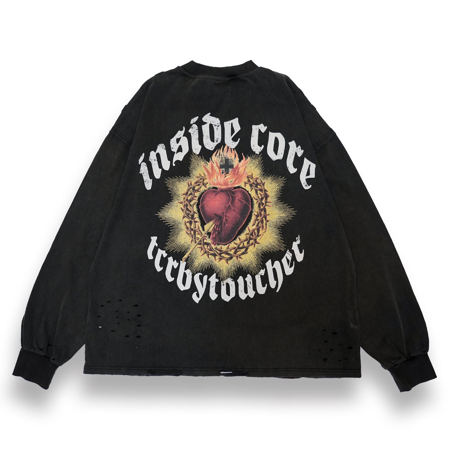 T.C.R DISTINY WASHED DAMAGE L/S TEE - BLACK
