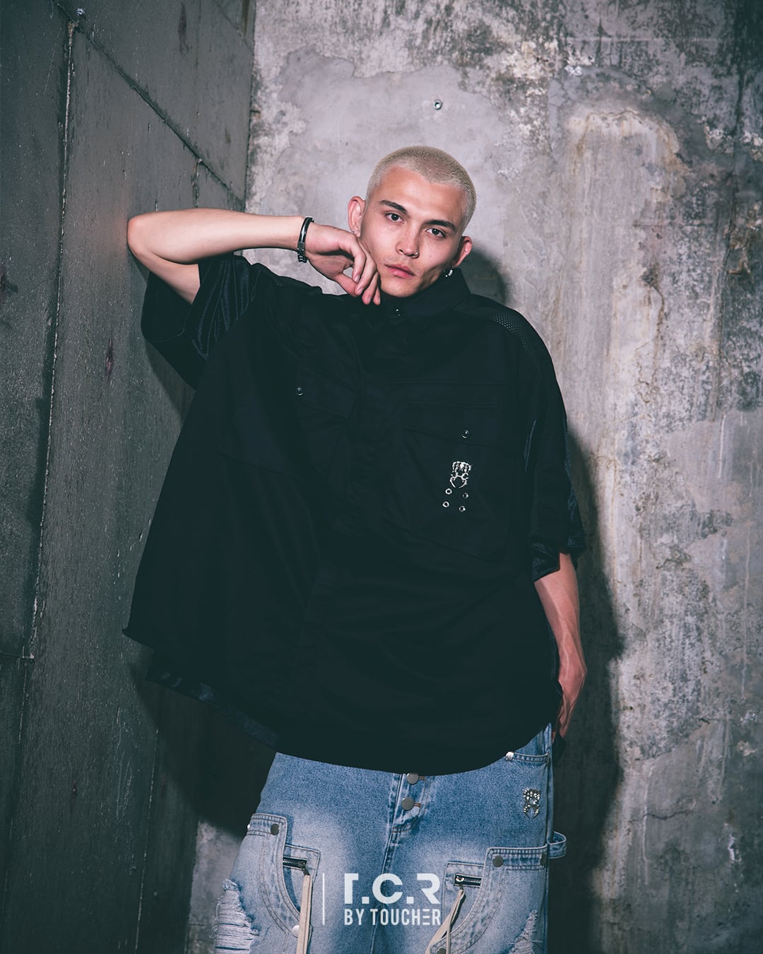 T.C.R NIGHT RAVER RECONSTRUCTION SHIRTS - BLACK