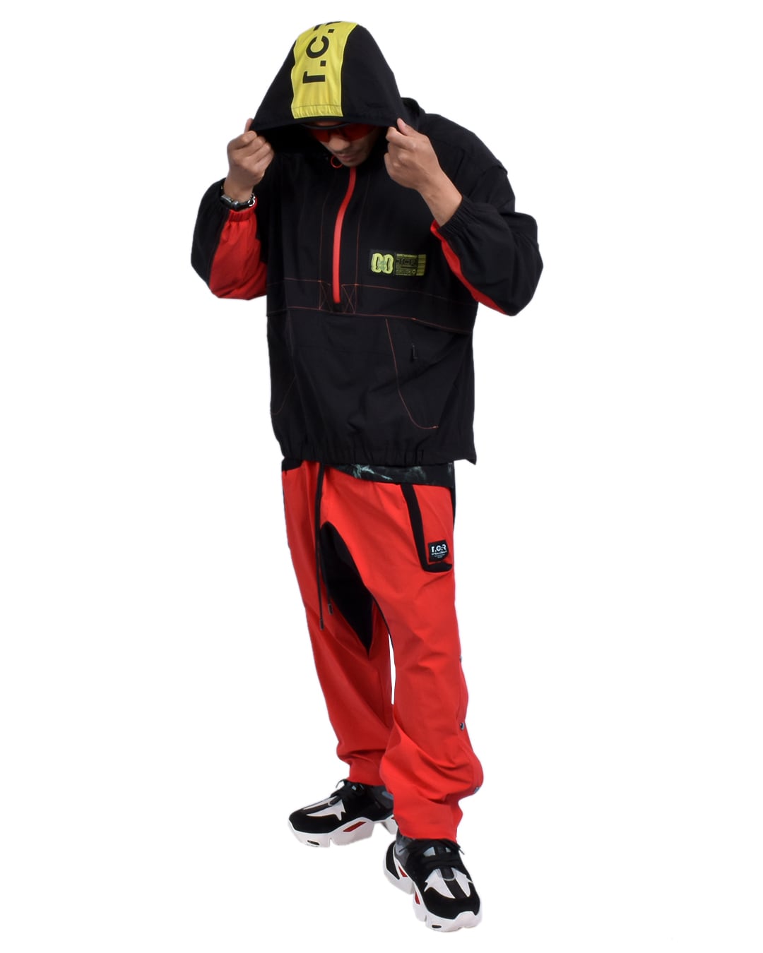 T.C.R TRICLIMATE 2WAY SHELL ANORAK V2 - BLACK/RED