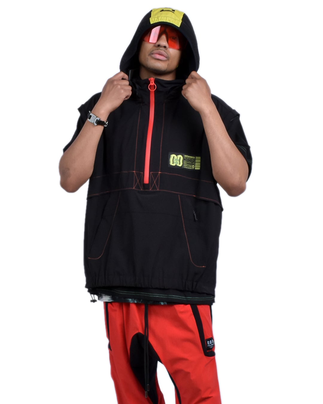 T.C.R TRICLIMATE 2WAY SHELL ANORAK V2 - BLACK/RED