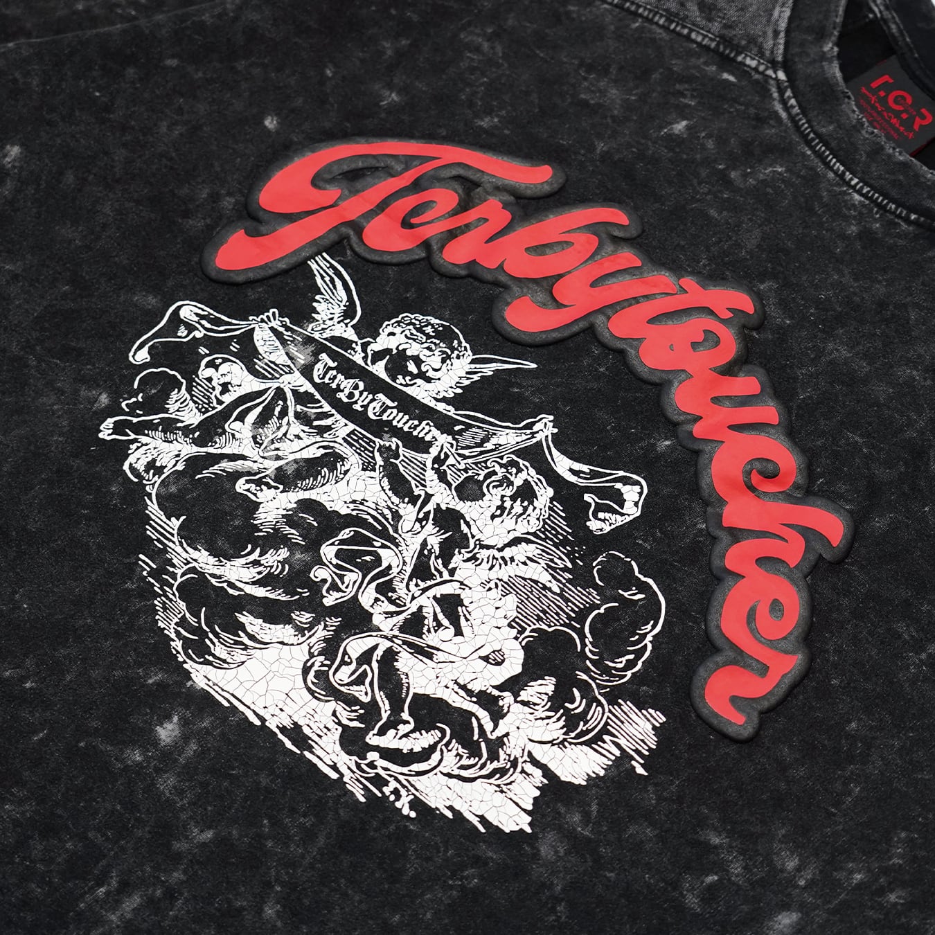 T.C.R ANGELS WASHED S/S PANEL TEE - BLACK