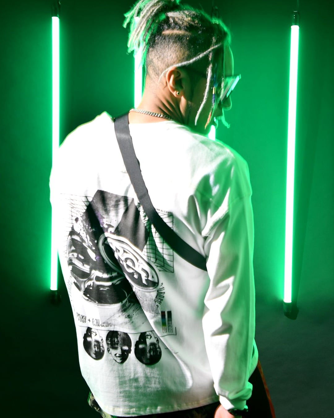 CELL OVERSIZED L/S TEE - WHITE/YELLOW