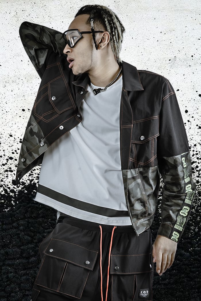 T.C.R EQUIPMENT TRUCKER JACKET V2 - BLACK/CAMO