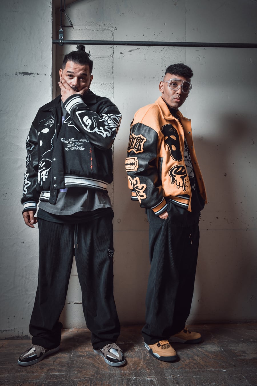 T.C.R RAVER GANG VARSITY LEATHER JACKET - BLACK