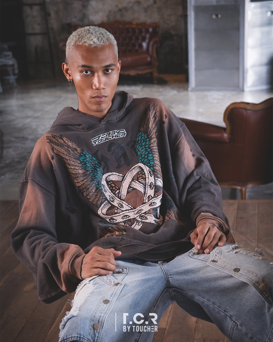 T.C.R THRONES ACID HOODIE - GRAY