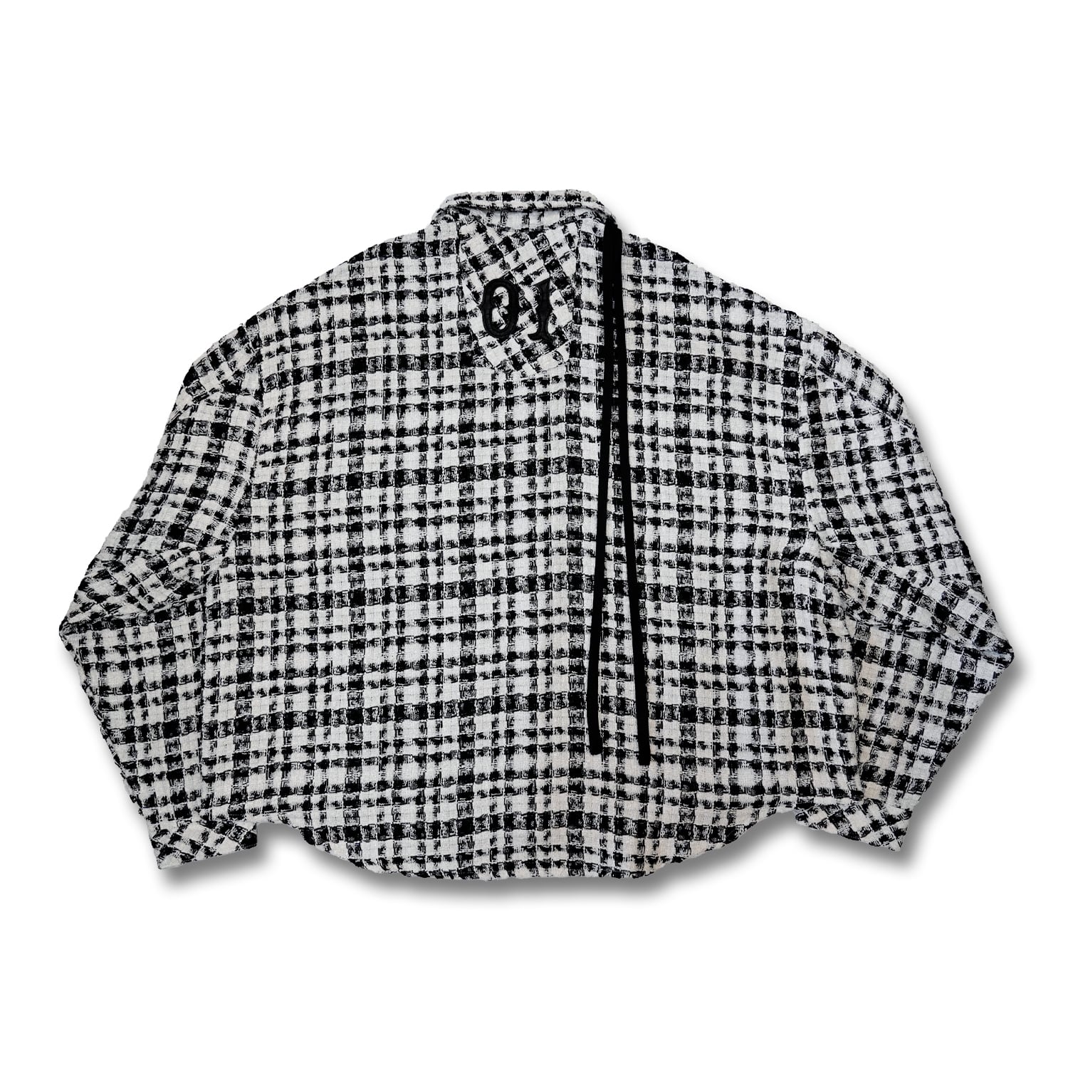 T.C.R MONOGRAM LOGO TWEED SHIRTS JACKET - BLACK / WHITE