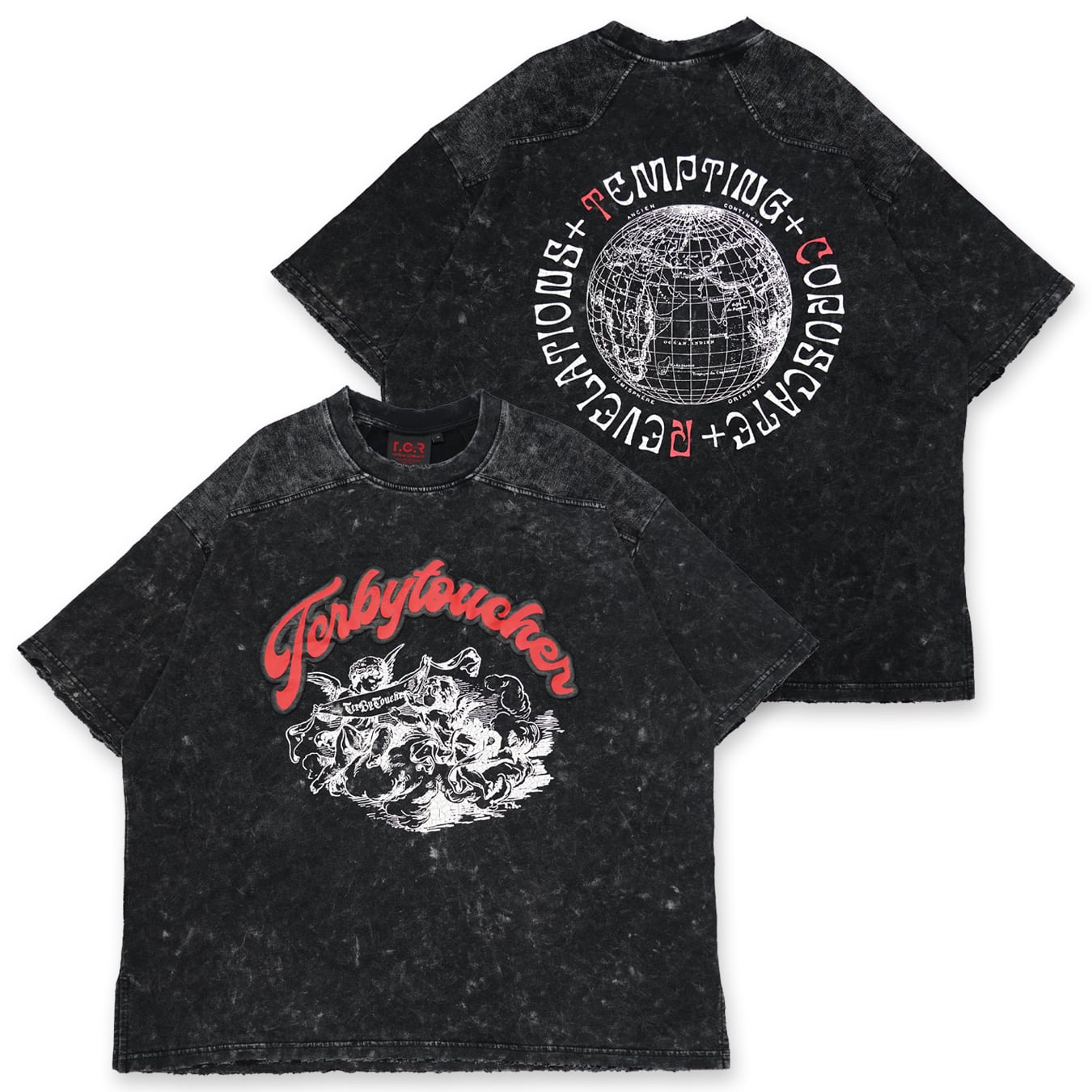 T.C.R ANGELS WASHED S/S PANEL TEE - BLACK