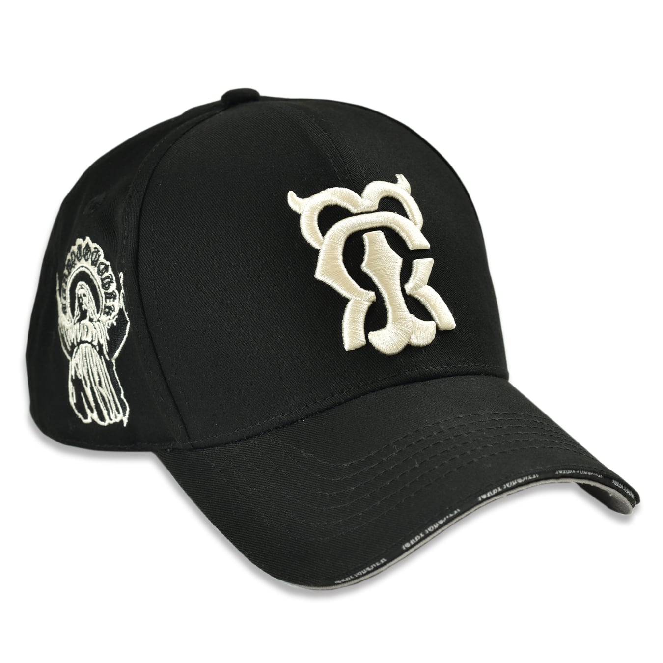 T.C.R MONOGRAM LOGO 6PANEL JESUS CAP - BLACK