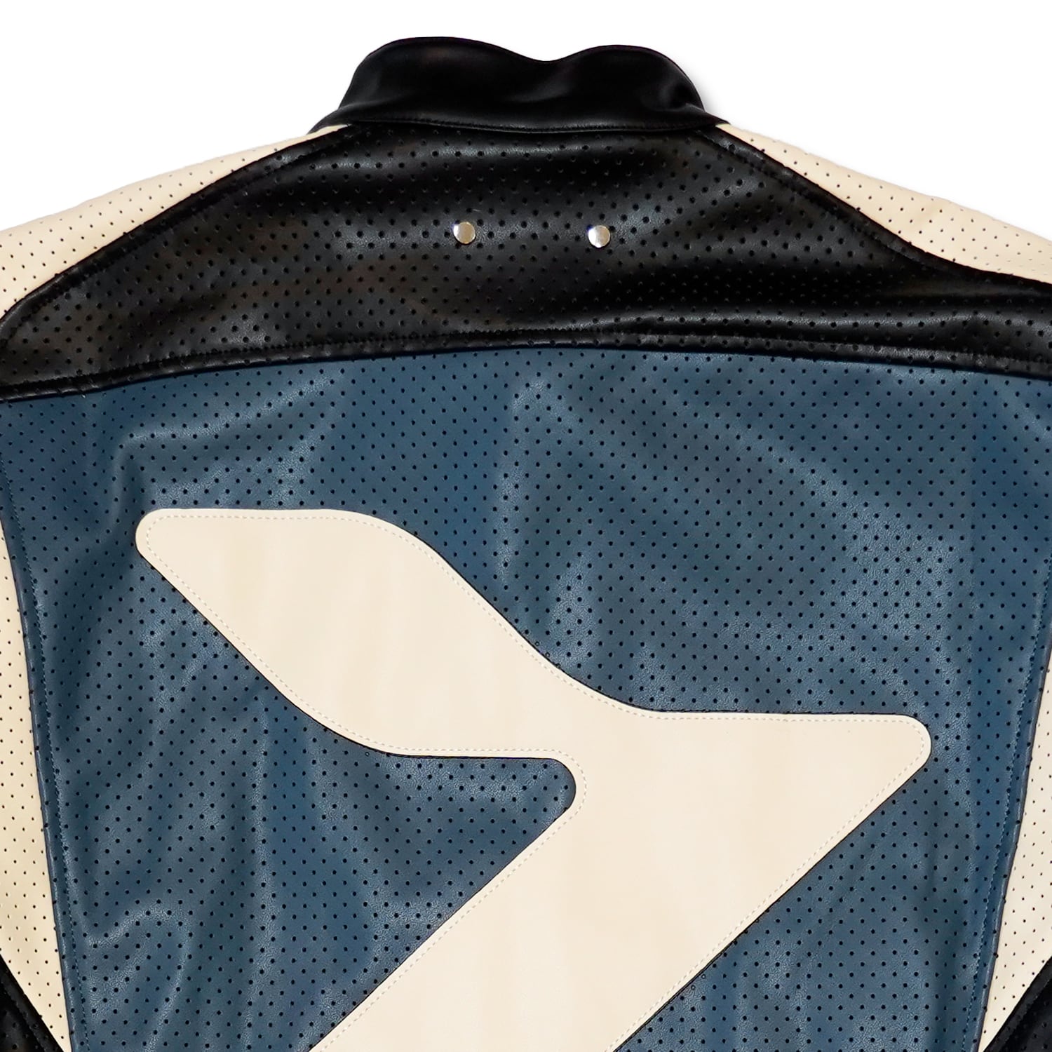 T.C.R MAVERIK MESH LEATHER MOTO JACKET - NAVY