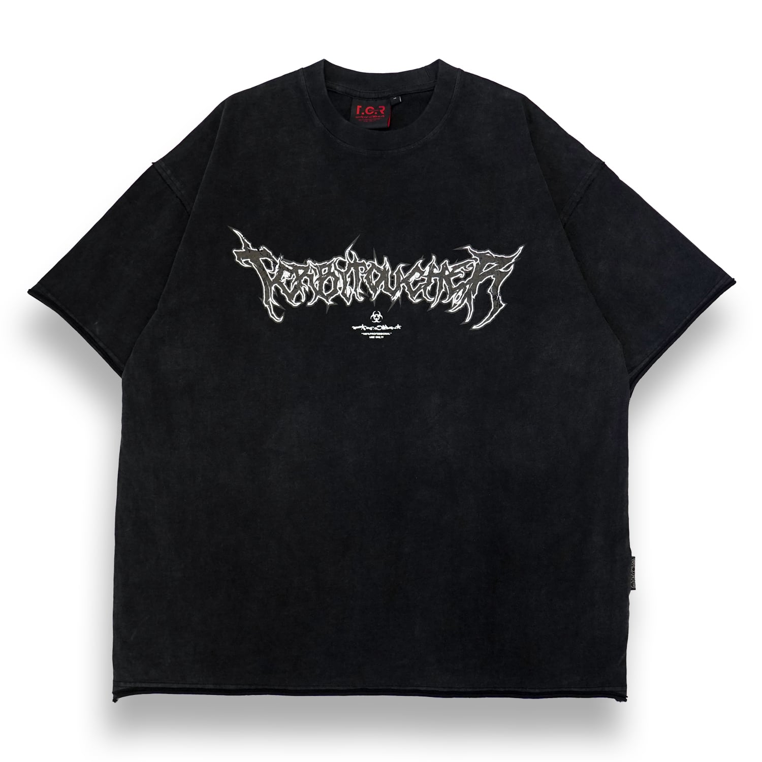 T.C.R METAL LOGO ACID WASH S/S TEE - BLACK
