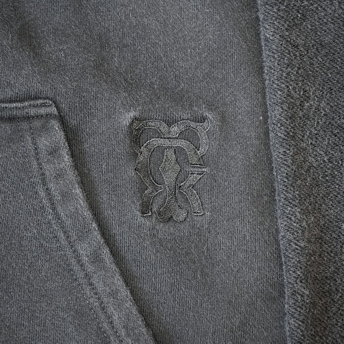 T.C.R DISTRESSED WASHED FULL-ZIP BAGGY HOODIE - BLACK