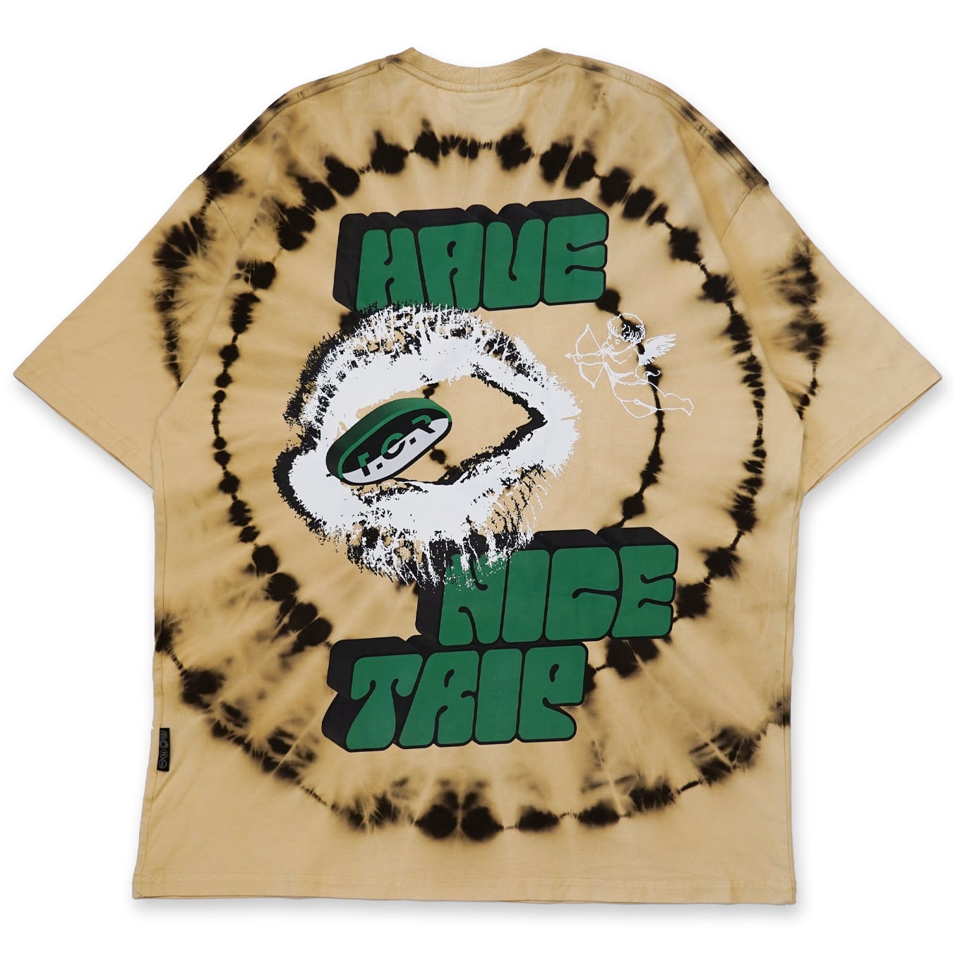 T.C.R DRIP SMILE TIE DYE S/S TEE - KHAKI
