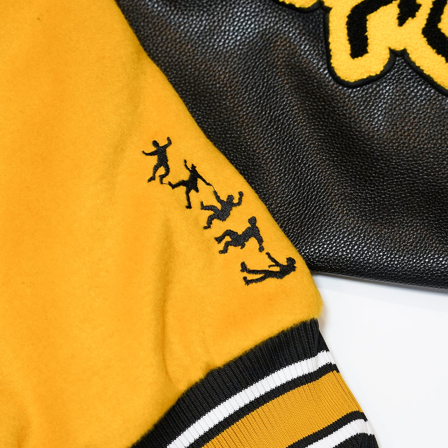 T.C.R RAVER GANG VARSITY LEATHER JACKET - YELLOW