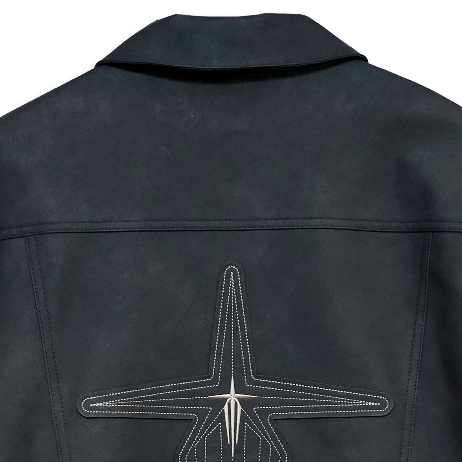 T.C.R WASHED FAUX LEATHER FLAME TRACKER JACKET - GRAY / BLACK