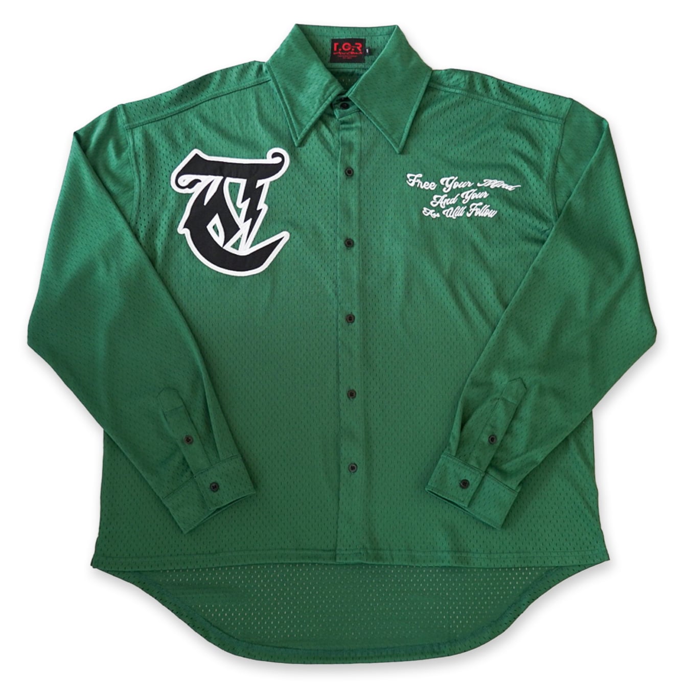 T.C.R LIGHTNING LOGO L/S MESH SHIRTS - GREEN